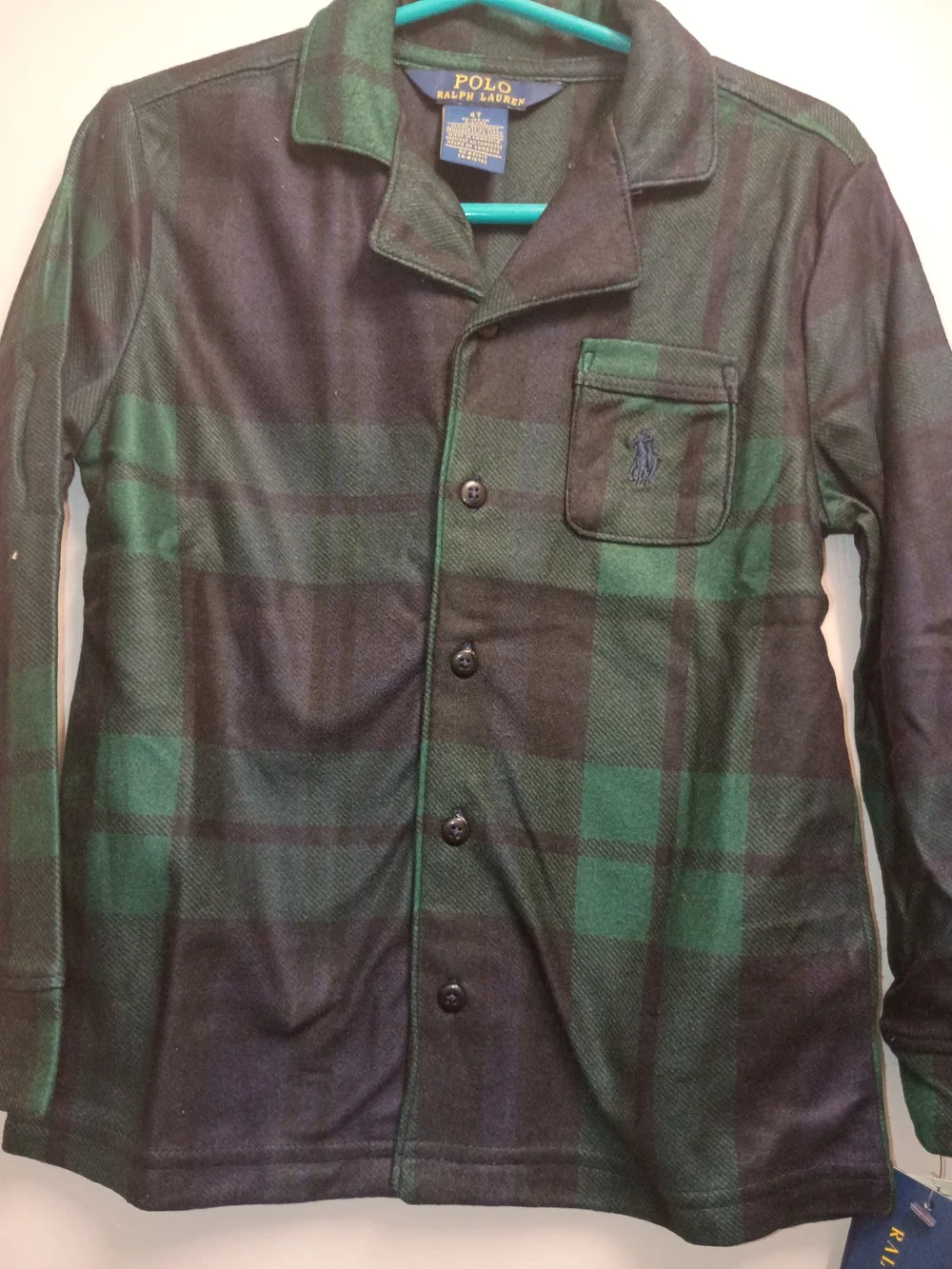 Polo by Ralph Lauren Boys Green & Navy Plaid Pajama Set
